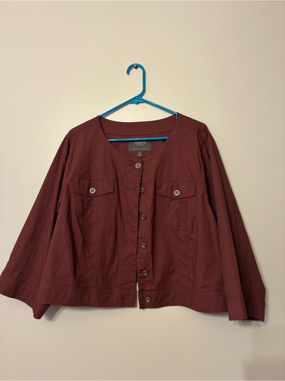 Torrid Double Gauze Cropped Collarless Jacket